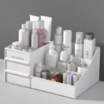 1pc White New Drawer Makeup Storage Box Dormitory Finishing Plastic Shelf